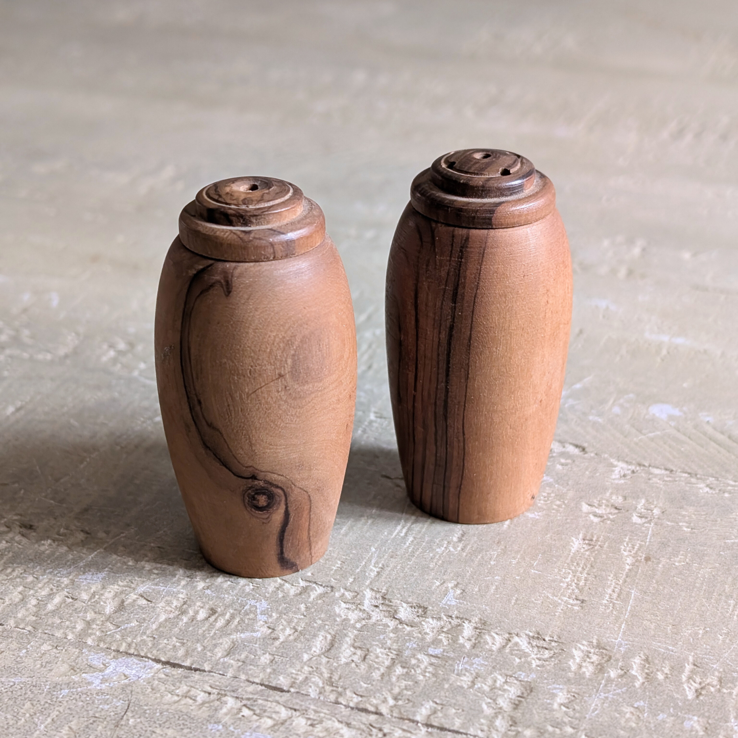 Vintage Wood Salt & Pepper Shakers