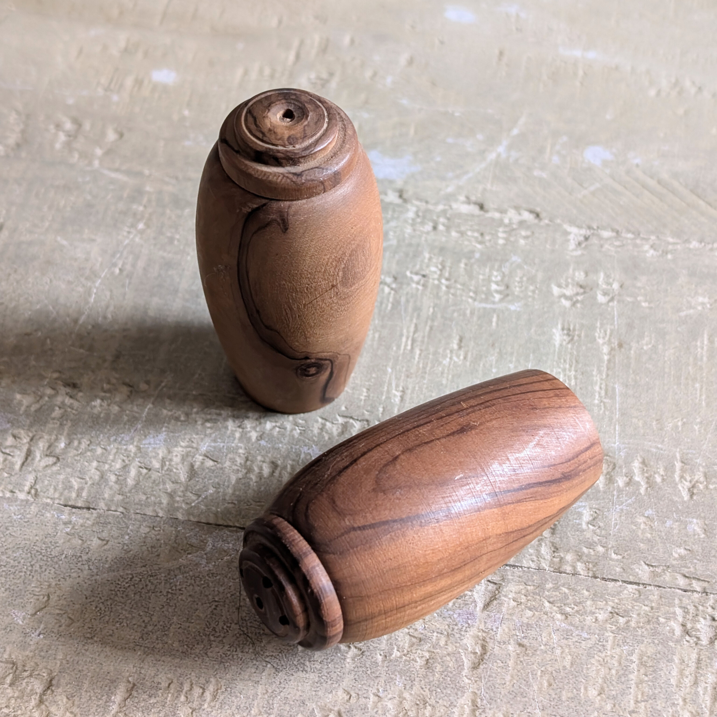 Vintage Wood Salt & Pepper Shakers