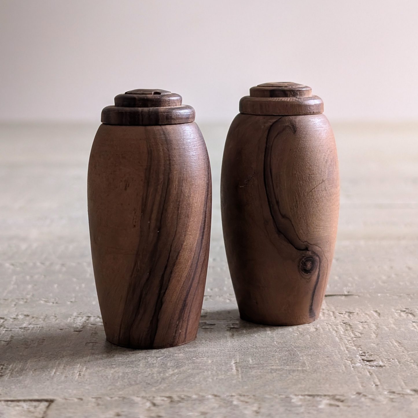 Vintage Wood Salt & Pepper Shakers