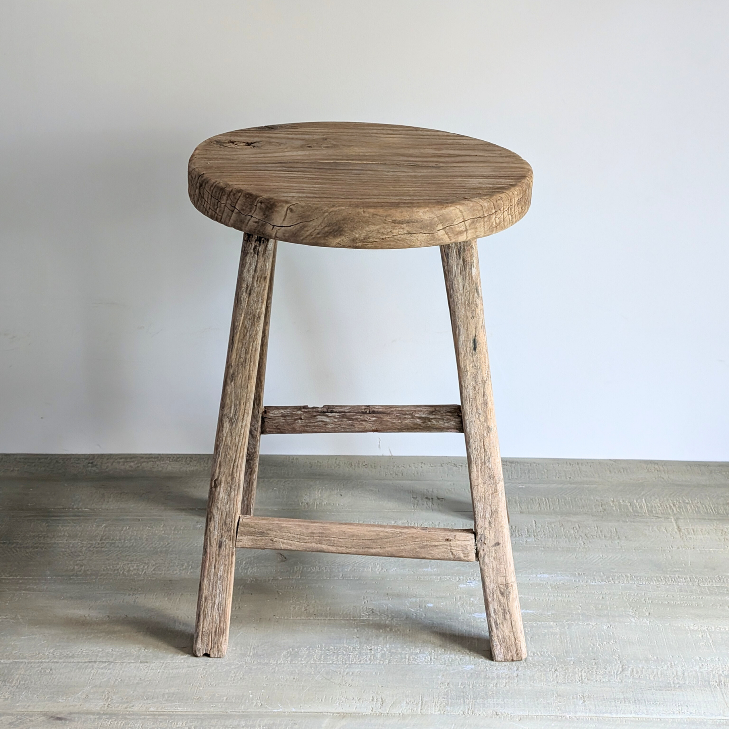Large Round Reclaimed Milking Stool 1