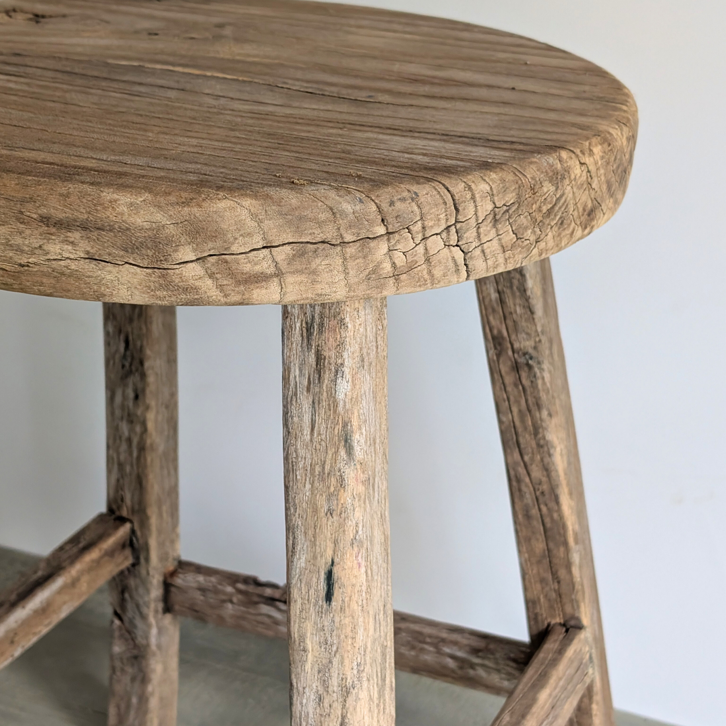 Large Round Reclaimed Milking Stool 1