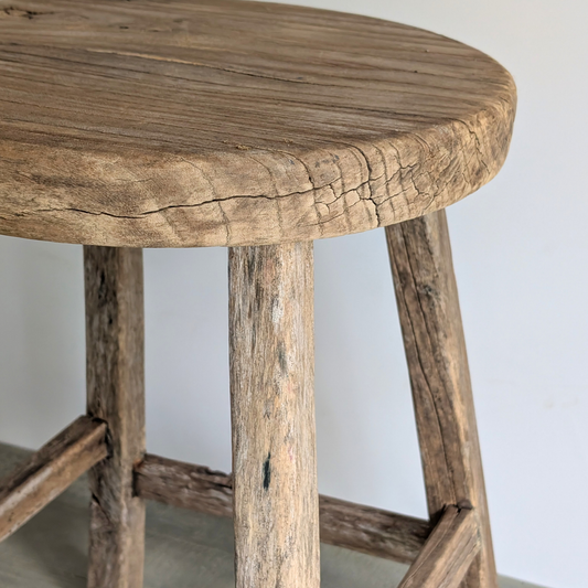 Large Round Reclaimed Milking Stool 1