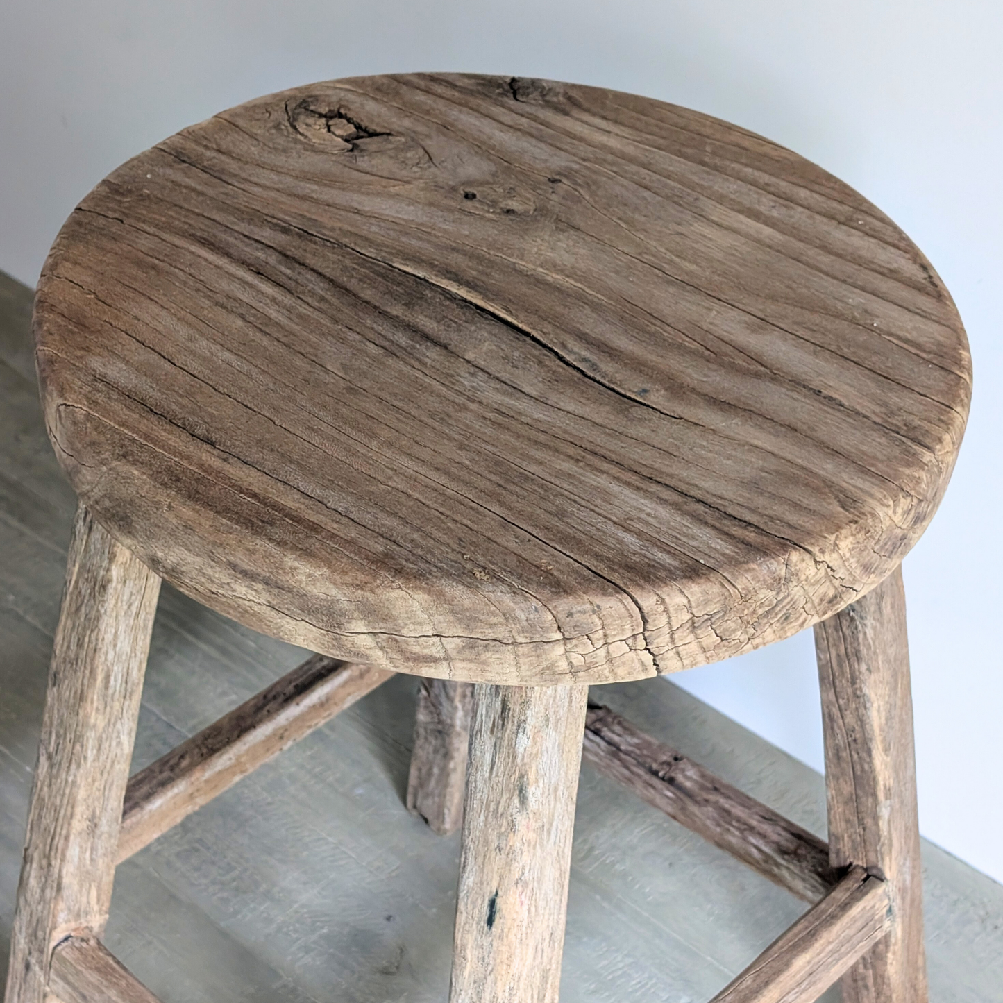 Large Round Reclaimed Milking Stool 1