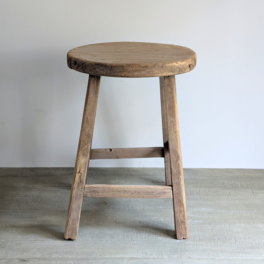 Large Round Reclaimed Milking Stool 2