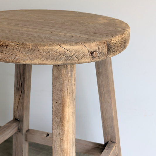 Large Round Reclaimed Milking Stool 2