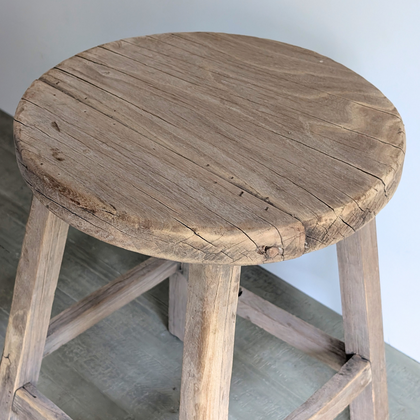 Large Round Reclaimed Milking Stool 2