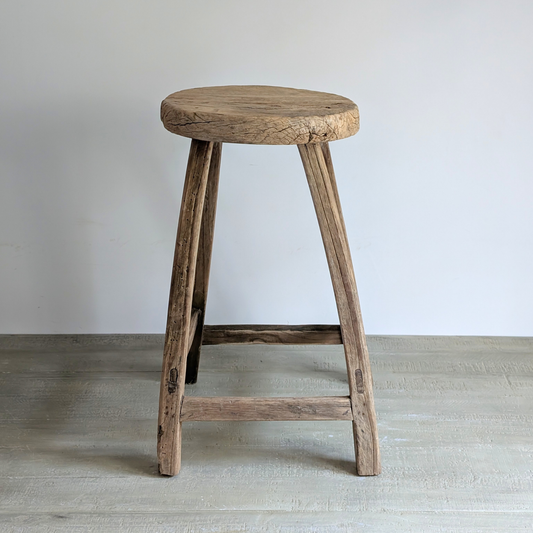 Large Round Reclaimed Milking Stool 3