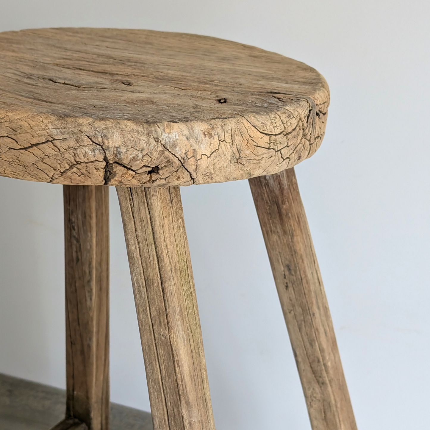 Large Round Reclaimed Milking Stool 3