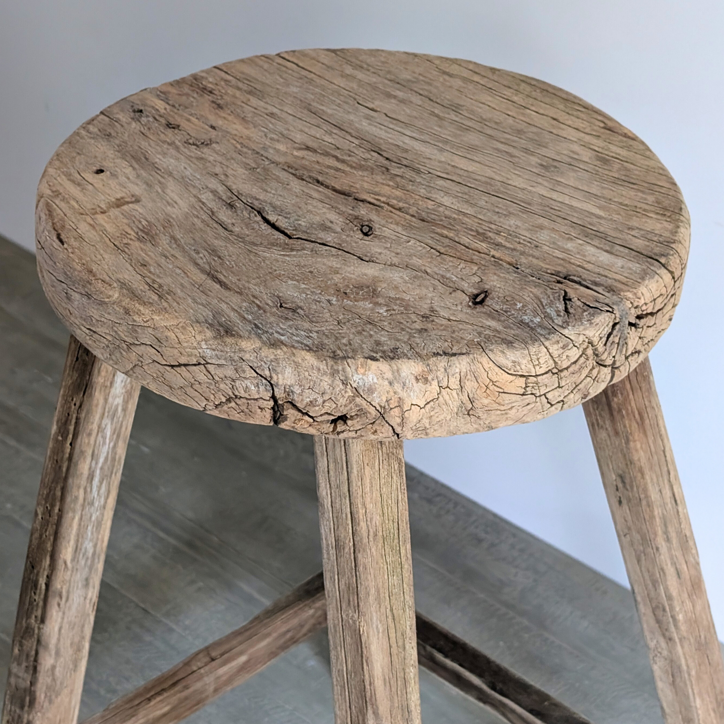 Large Round Reclaimed Milking Stool 3